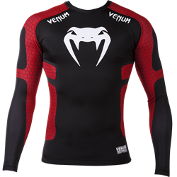 Рашгард Venum Absolute Compression T-Shirt - Black/Red - Long Sleeves