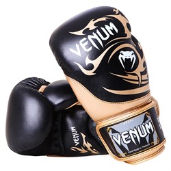 Перчатки боксерские Venum Tribal Boxing Gloves - Black/Gold - Nappa leather