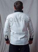 Рубаха Holyrus белая с черными манжетами и воротом стойка - вид сзади