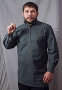 Рубаха Holyrus с манжетами темно-серая - вид спереди троеперстие