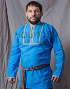 Рубаха Holyrus с декоративной нашивкой голубая