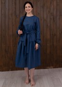 Льняное платье Holyrus с Завязками Индиго - фото 45018