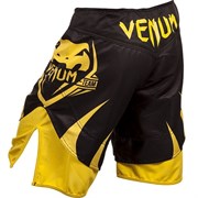 Шорты Venum Shogun Signature Fightshorts черно-желтые - зад левым боком